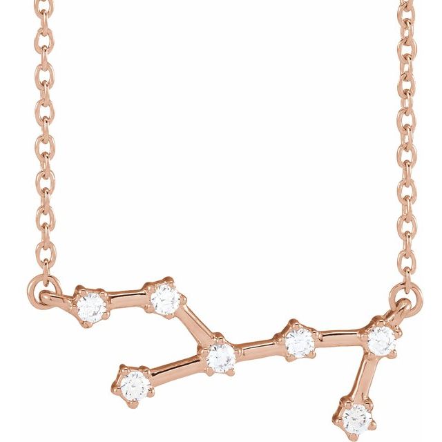 14K Rose Gold 1/6 CTW Natural Diamond Virgo 16-18" Necklace