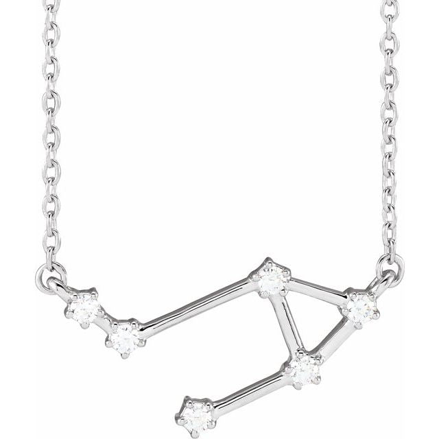 14K White Gold 1/8 CTW Natural Diamond Libra 16-18" Necklace