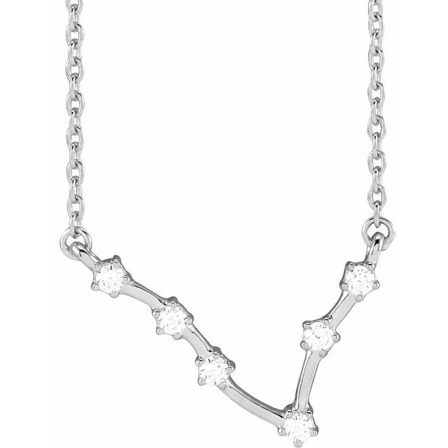 14K White Gold 1/8 CTW Natural Diamond Pisces 16-18" Necklace