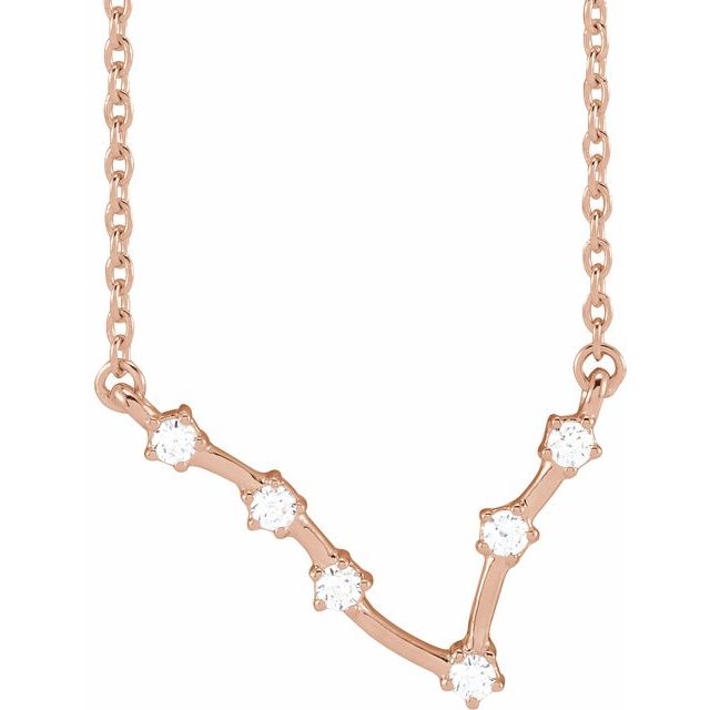 14K Rose Gold 1/8 CTW Natural Diamond Pisces 16-18" Necklace