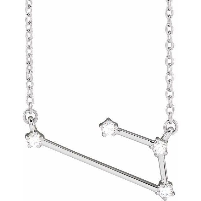 14K White Gold .08 CTW Natural Diamond Aries 16-18" Necklace