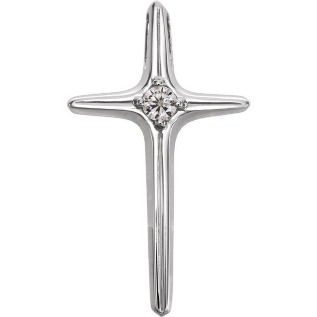 14K White Gold .07 CTW Natural Diamond Cross Pendant
