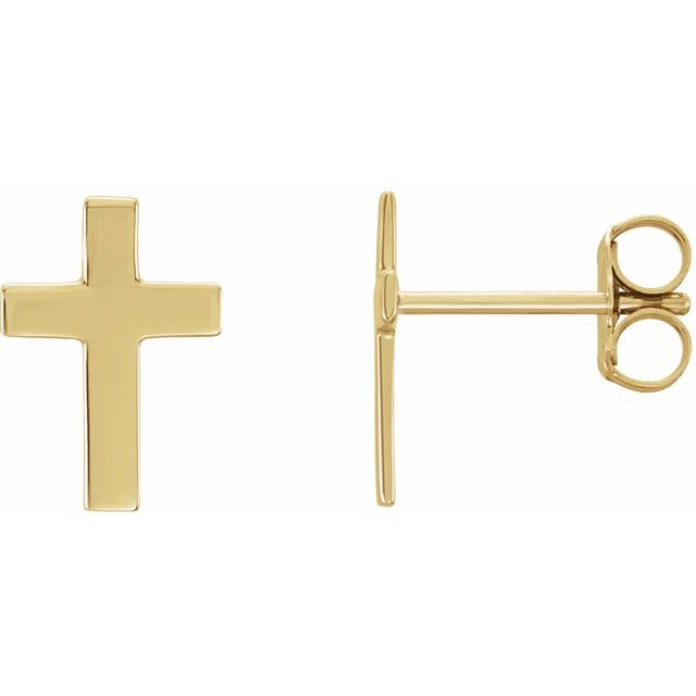 14K Yellow Gold 10x6 mm Cross Earrings