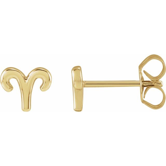 14K Yellow Gold Aries Zodiac Earrings