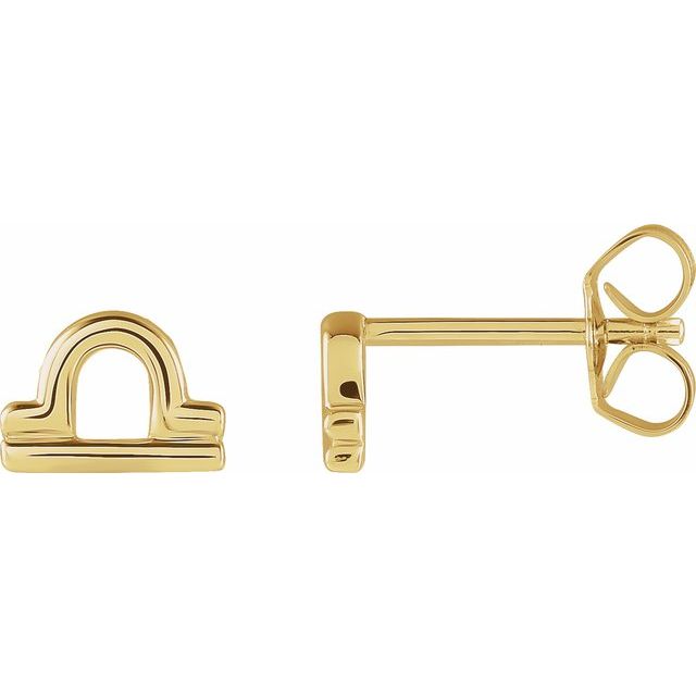 14K Yellow Gold Libra Zodiac Earrings
