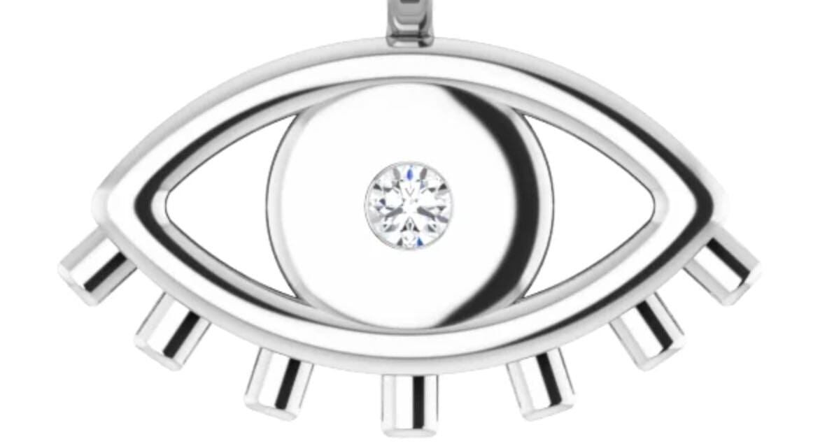 Evil Eye Charm/Pendant Sterling Silver .02 CT Natural Diamond