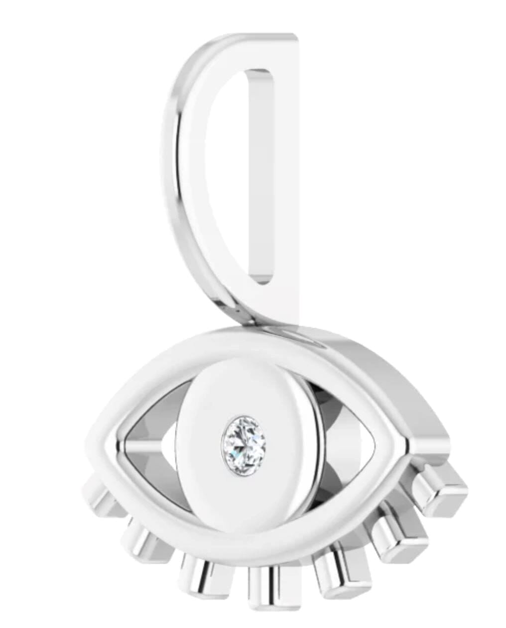 Evil Eye Charm/Pendant Sterling Silver .02 CT Natural Diamond