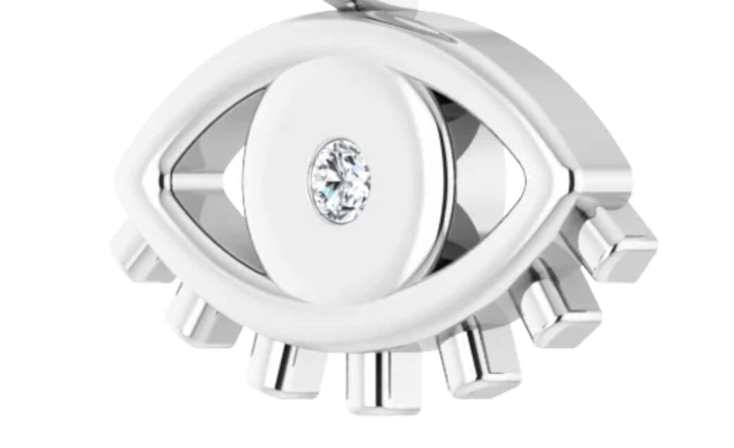 Evil Eye Charm/Pendant Sterling Silver .02 CT Natural Diamond