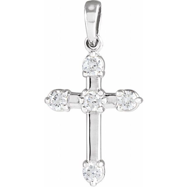 Platinum 1/6 CTW Natural Diamond Cross Pendant