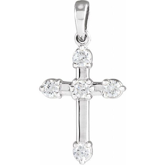 Platinum 1/6 CTW Natural Diamond Cross Pendant