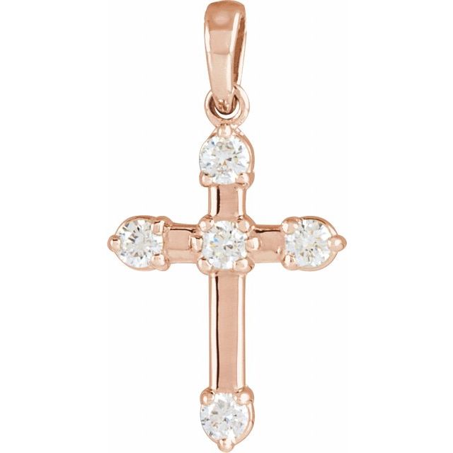 14K Rose Gold 1/6 CTW Natural Diamond Cross Pendant