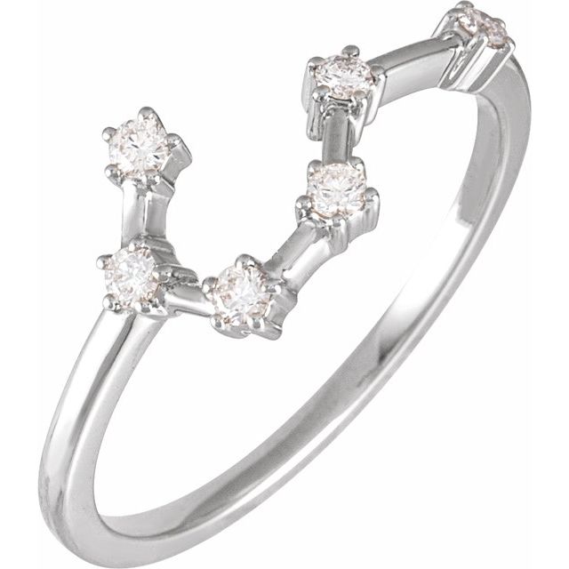 14K White Gold 1/6 CTW Natural Diamond Taurus Constellation Ring