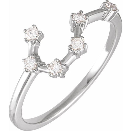 14K White Gold 1/6 CTW Natural Diamond Taurus Constellation Ring