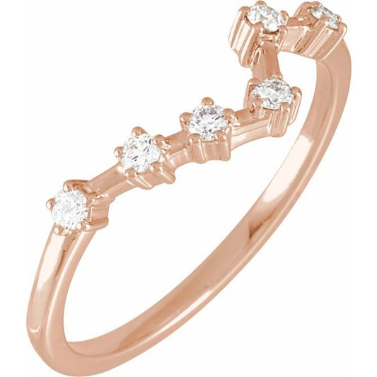 14K Rose Gold 1/6 CTW Natural Diamond Pisces Constellation Ring