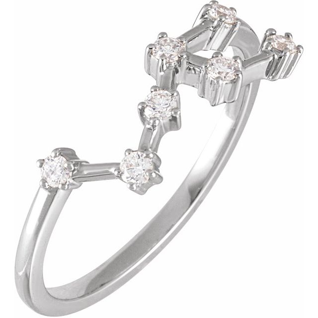 14K White Gold 1/5 CTW Natural Diamond Leo Constellation Ring