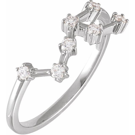 14K White Gold 1/5 CTW Natural Diamond Leo Constellation Ring