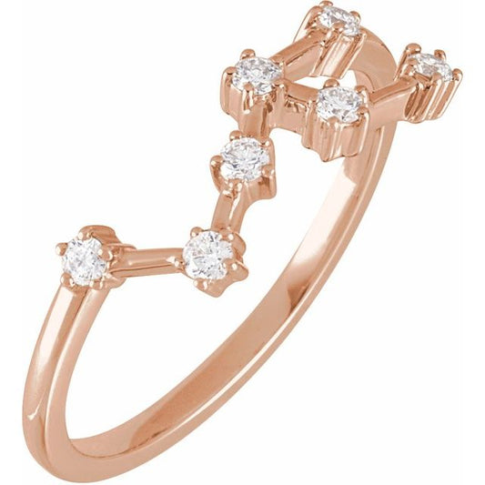 14K Rose Gold 1/5 CTW Natural Diamond Leo Constellation Ring