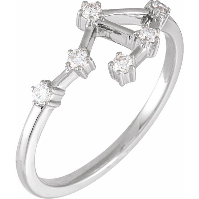14K White Gold 1/6 CTW Natural Diamond Libra Constellation Ring