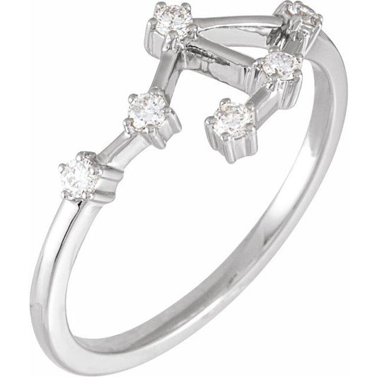14K White Gold 1/6 CTW Natural Diamond Libra Constellation Ring