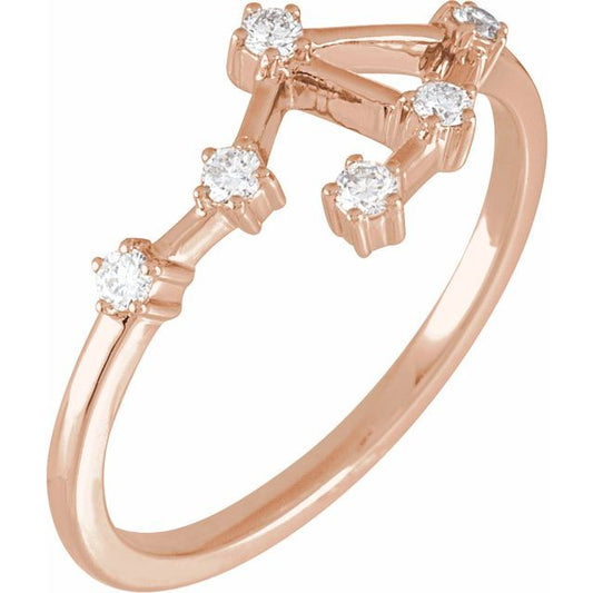 14K Rose Gold 1/6 CTW Natural Diamond Libra Constellation Ring