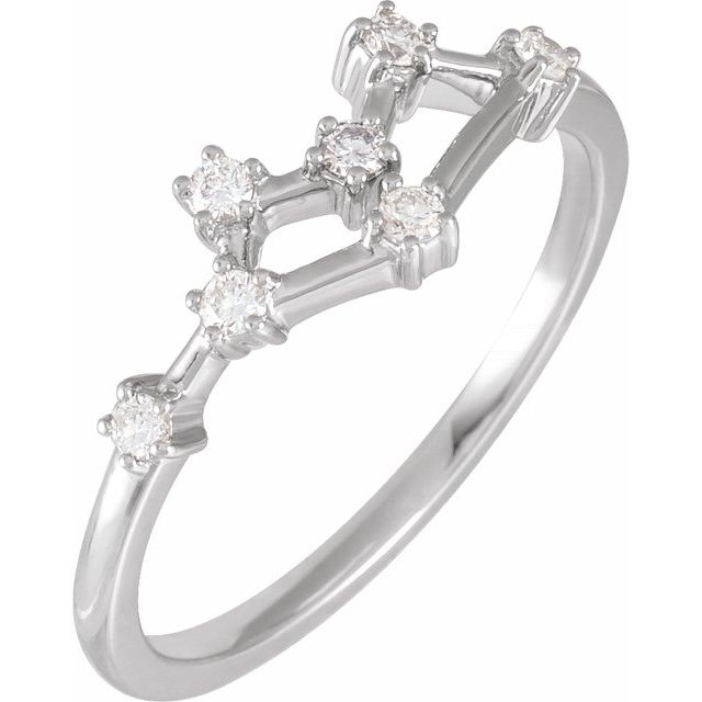 14K White Gold 1/6 CTW Natural Diamond Gemini Constellation Ring