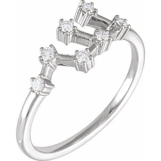 14K White Gold 1/6 CTW Natural Diamond Virgo Constellation Ring