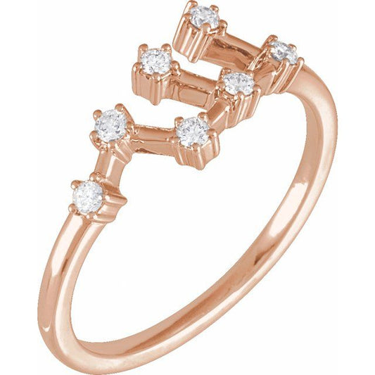 14K Rose Gold 1/6 CTW Natural Diamond Virgo Constellation Ring