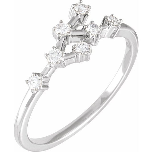 14K White Gold 1/5 CTW Natural Diamond Cancer Constellation Ring