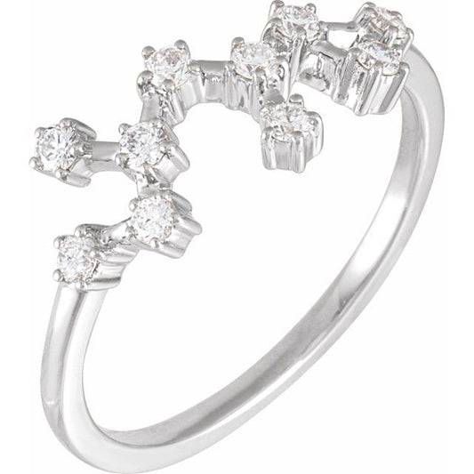14K White Gold 1/4 CTW Natural Diamond Sagittarius Constellation Ring