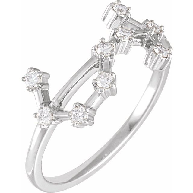 14K White Gold 1/5 CTW Natural Diamond Scorpio Constellation Ring