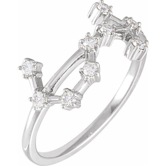 14K White Gold 1/5 CTW Natural Diamond Scorpio Constellation Ring