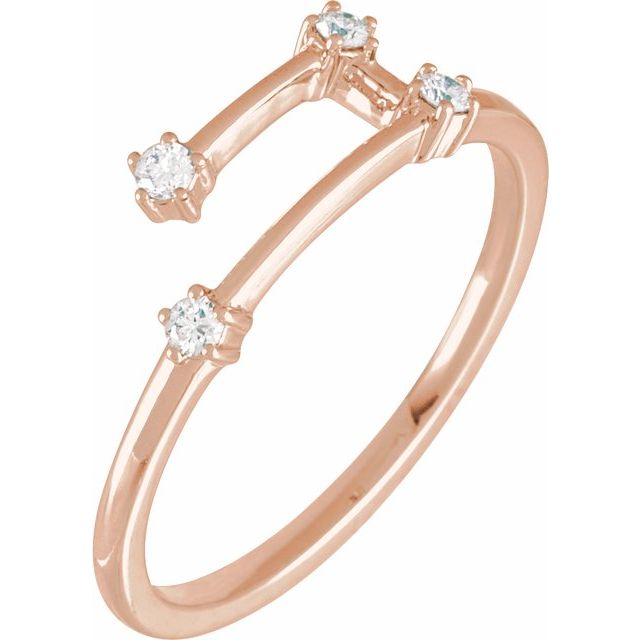14K Rose Gold 1/10 CTW Natural Diamond Aries Constellation Ring