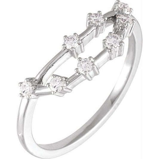 14K White Gold 1/5 CTW Natural Diamond Capricorn Constellation Ring