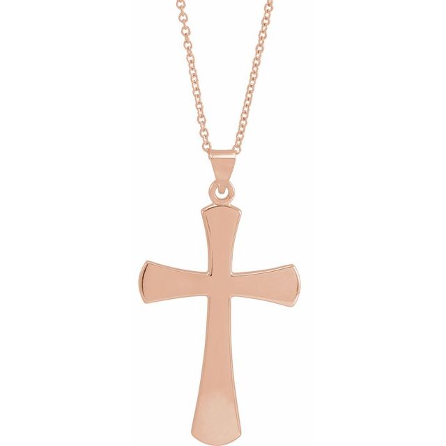 14K Rose Gold Cross 18" Necklace