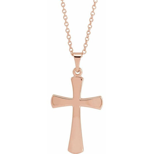 14K Rose Gold Cross 18" Necklace
