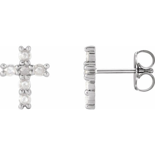Sterling Silver 1/5 CTW Rose-Cut Natural Diamond Cross Earings