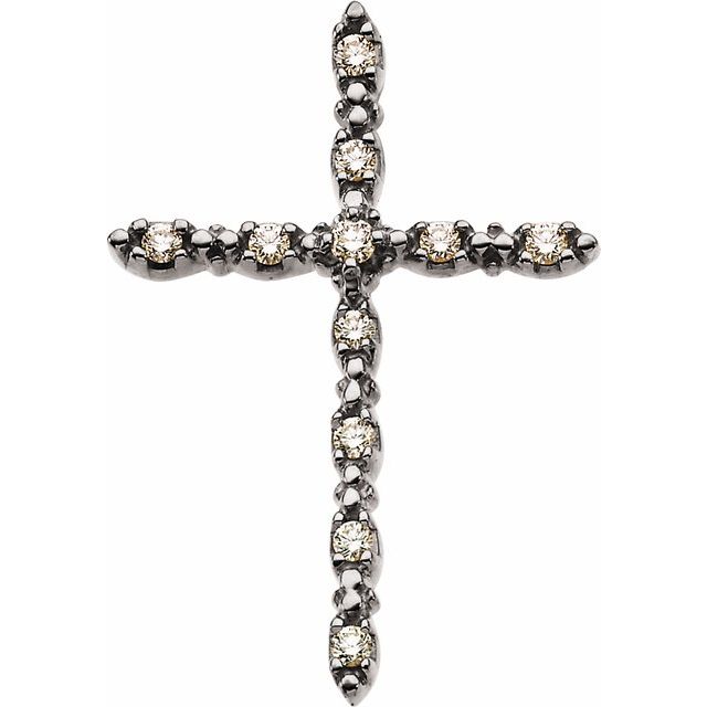 14K White Gold 1/3 CTW Natural Diamond Cross Pendant