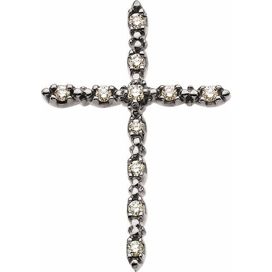 14K White Gold 1/3 CTW Natural Diamond Cross Pendant