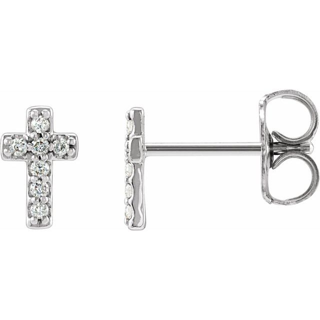 14K White Gold .03 CTW Natural Diamond Cross Single Earring