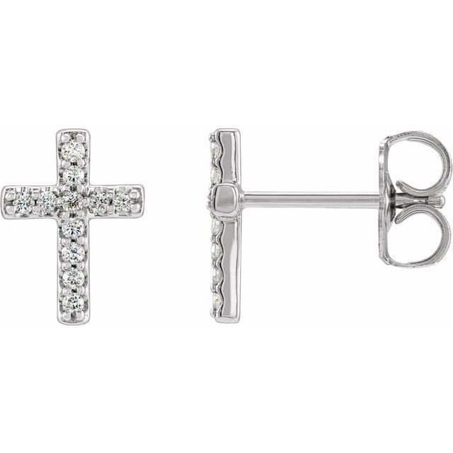 Sterling Silver .04 CTW Natural Diamond Cross Single Earring