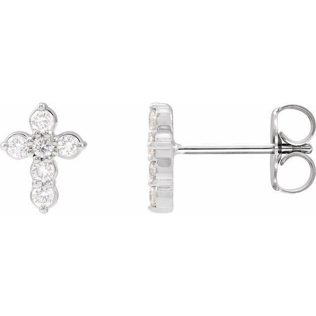 Platinum 1/6 CTW Natural Diamond Cross Earrings