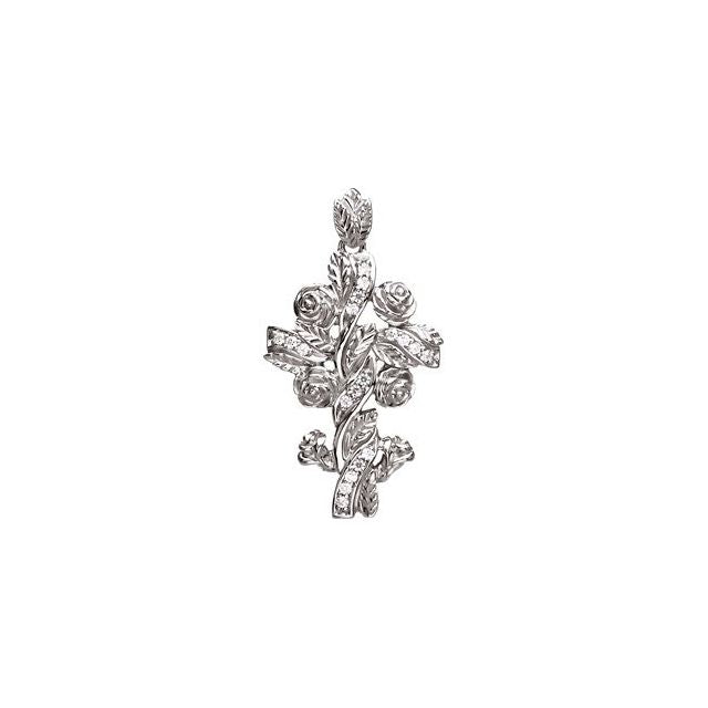14K White Gold 1/8 CTW Natural Diamond Floral-Inspired Cross Pendant  