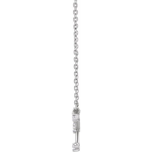 14K White Gold 1/8 CTW Natural Diamond Cancer 16-18" Necklace