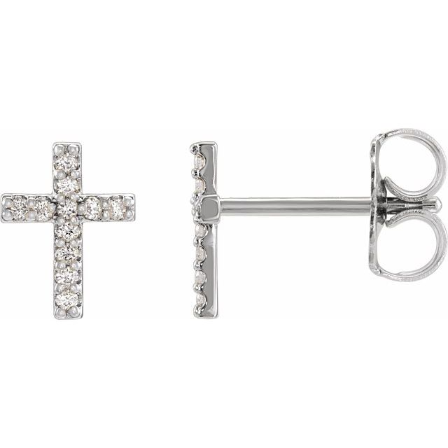 14K White Gold .025 CTW Natural Diamond Cross Single Earring