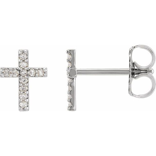 Sterling Silver .025 CTW Natural Diamond Cross Single Earring