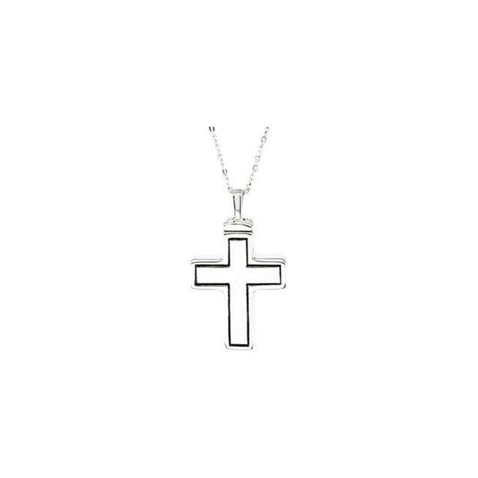 Sterling Silver 26x16.5 mm Cross Ash Holder 18" Necklace