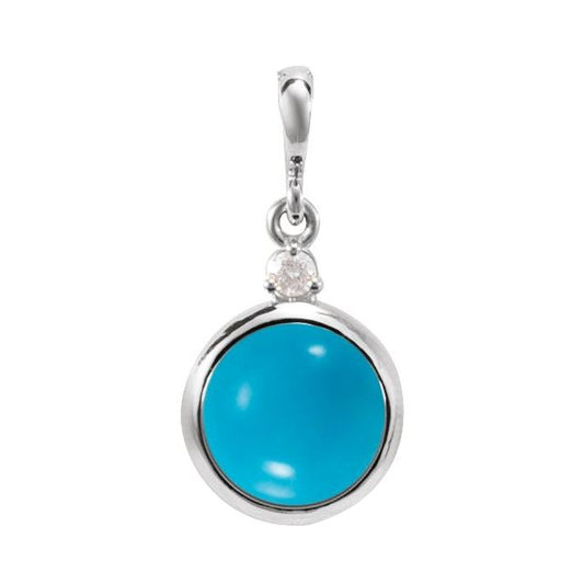 Platinum Natural Turquoise & Diamond Pendant