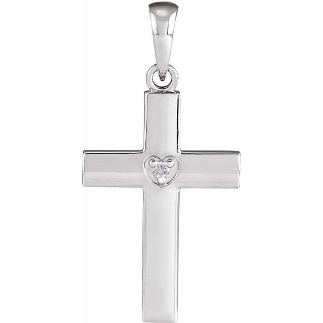 Platinum .015 CT Natural Diamond Engravable Cross Pendant