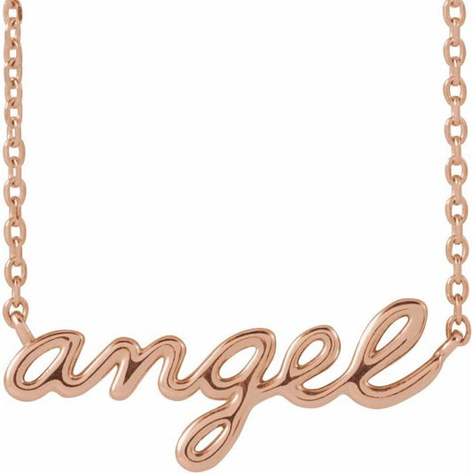 14K Rose Gold Angel Script 18" Necklace
