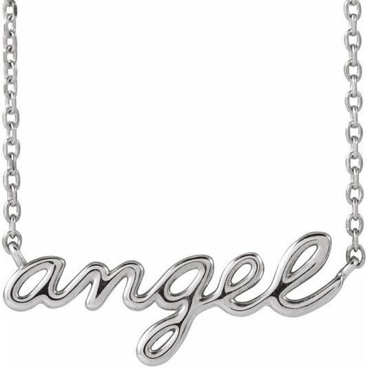 Platinum Angel Script 18" Necklace